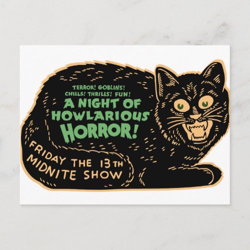 Vintage Halloween Black Cat Postcard