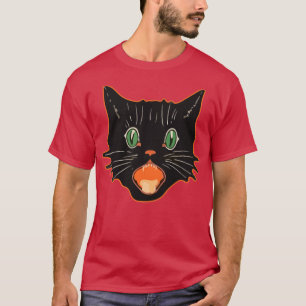 Vintage Halloween Black Cat Scaredy Cat T-Shirt