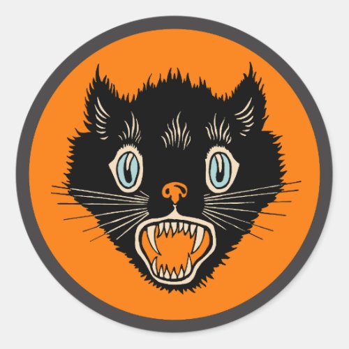 Vintage Halloween Black Cat Sticker