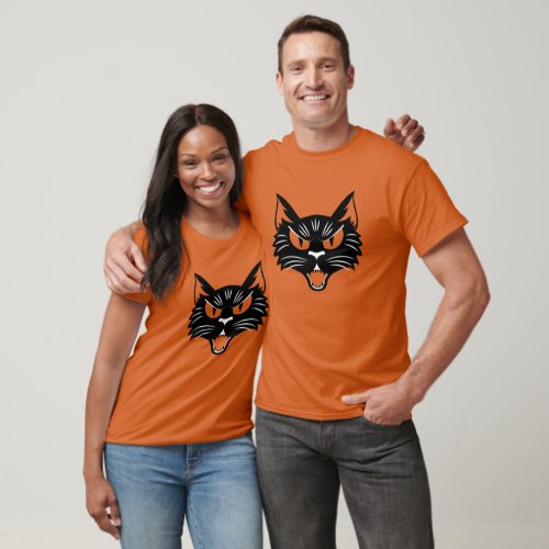 Vintage Halloween Black Cat T_Shirt