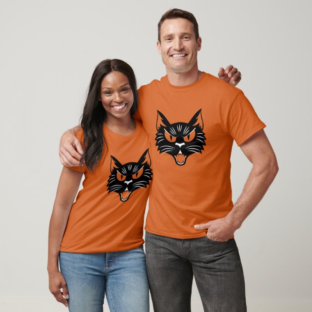 Vintage Halloween Black Cat T-Shirt (Unisex)