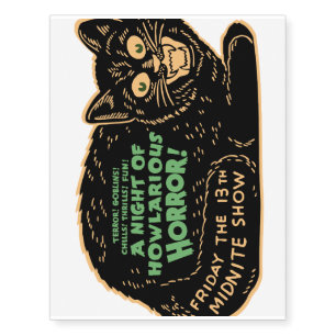 Vintage Halloween Black Cat Temporary Tattoos