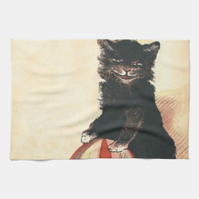 Vintage HALLOWEEN Black Cat Towel (Horizontal)