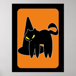 Vintage Halloween Black Cat Witch  Poster