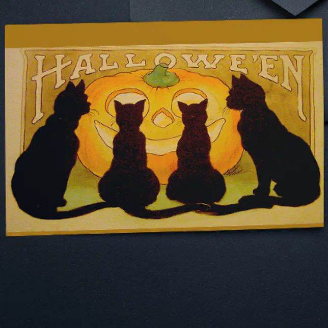 Vintage Halloween Black Cats and Jack O'Lantern Card | Zazzle