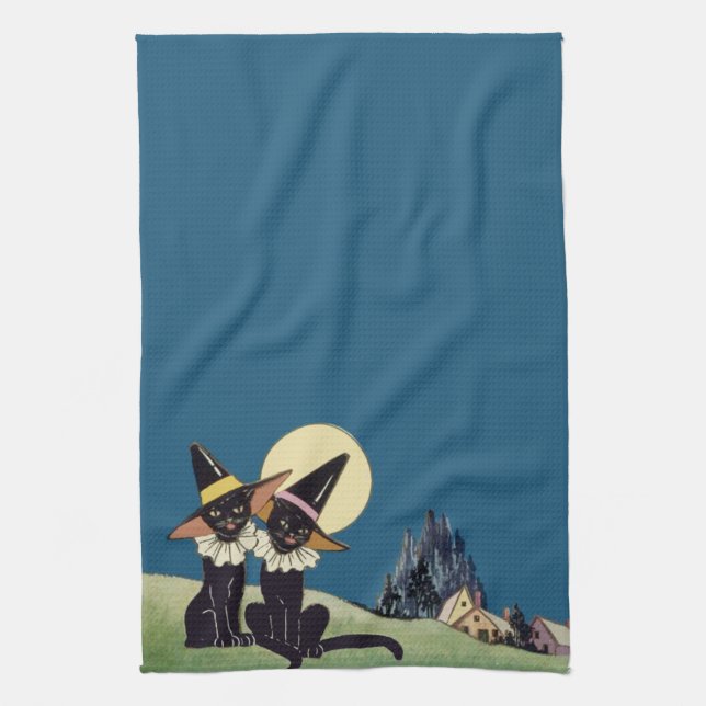 Vintage Halloween Black Cats Towel (Vertical)