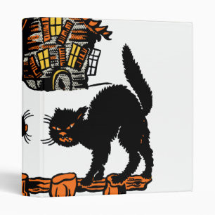 Vintage Halloween Black Cats Trick or Treat 3 Ring Binder