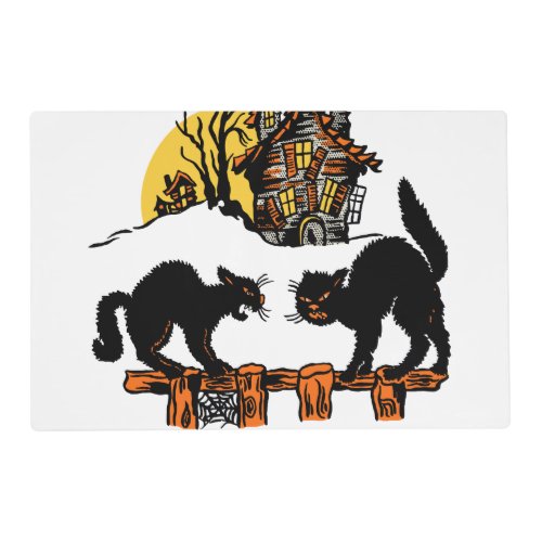 Vintage Halloween Black Cats Trick or Treat Placemat