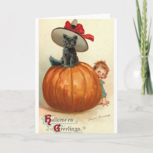 Vintage Halloween Black Greeting Card