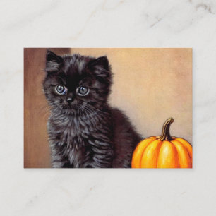 Vintage Halloween Black Kitten Illustration Enclosure Card
