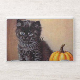 Vintage Halloween Black Kitten Illustration HP Laptop Skin