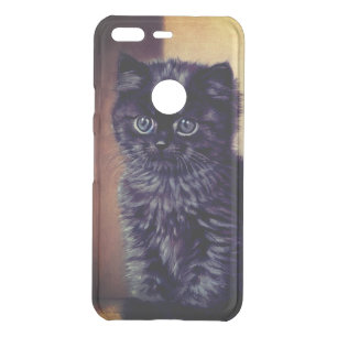 Vintage Halloween Black Kitten Illustration Uncommon Google Pixel Case