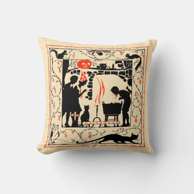 Vintage Halloween Bobbing For Apples Pillow (Front)