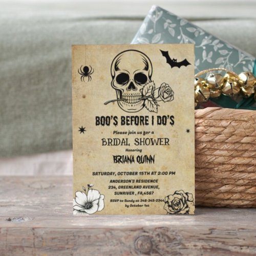 Vintage Halloween Boos Befor I Dos Bridal  Shower Invitation