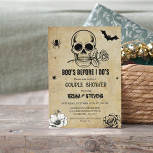 Vintage Halloween Boos Befor I Dos Couple Shower Invitation
