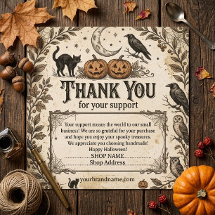 Vintage Halloween Business Thank You  Square Business Card
