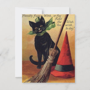 Vintage Halloween by Ellen Clapsaddle, Black Cat Invitation
