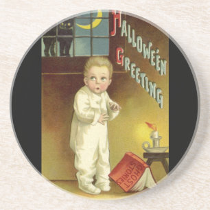 Vintage Halloween by Ellen Clapsaddle, Ghost Story Drink Coaster