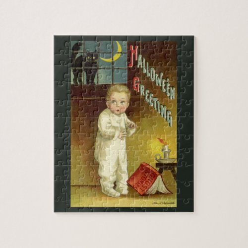 Vintage Halloween by Ellen Clapsaddle Ghost Story Jigsaw Puzzle
