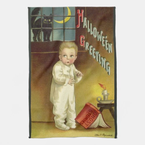 Vintage Halloween by Ellen Clapsaddle Ghost Story Kitchen Towel