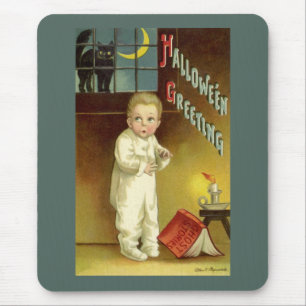 Vintage Halloween by Ellen Clapsaddle, Ghost Story Mouse Pad