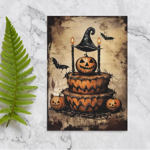 Vintage Halloween Cake Birthday  Card