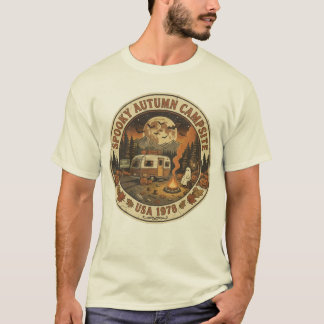 Vintage Halloween Camping Club Retro 1970s Spooky T-Shirt