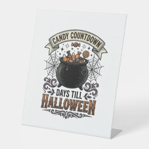 Vintage Halloween Candy Countdown Shirt Design_1 Pedestal Sign