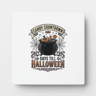Vintage Halloween Candy Countdown Shirt Design_1 Plaque