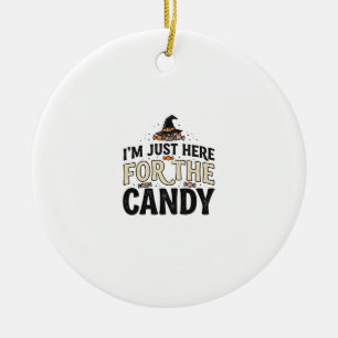 Vintage Halloween Candy Witch Hat Shirt Design_1 Ceramic Ornament