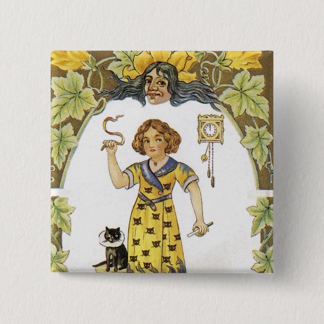 Vintage Halloween Card Button (Front)