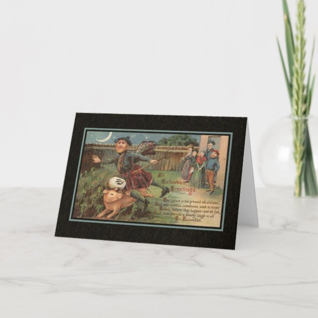 Vintage Halloween Card with Pig (Front)