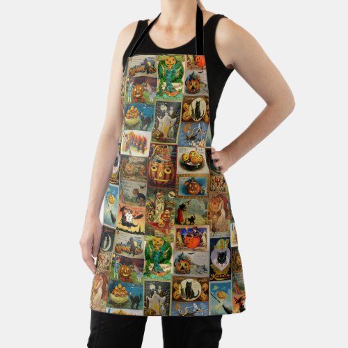 Vintage Halloween Cards Collage Apron