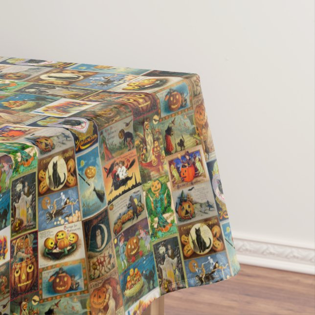 Vintage Halloween Cards Collage Tablecloth (In Situ)