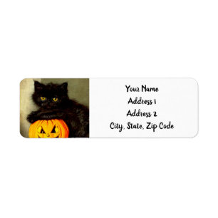 Vintage Halloween Cat and Jack-o’-lantern Label