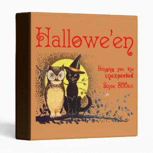 Vintage Halloween Cat and Owl Halloween Binder