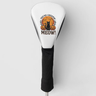 Vintage Halloween Cat Creepin Meow Engraving_1 Golf Head Cover