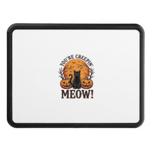 Vintage Halloween Cat Creepin Meow Engraving_1 Hitch Cover