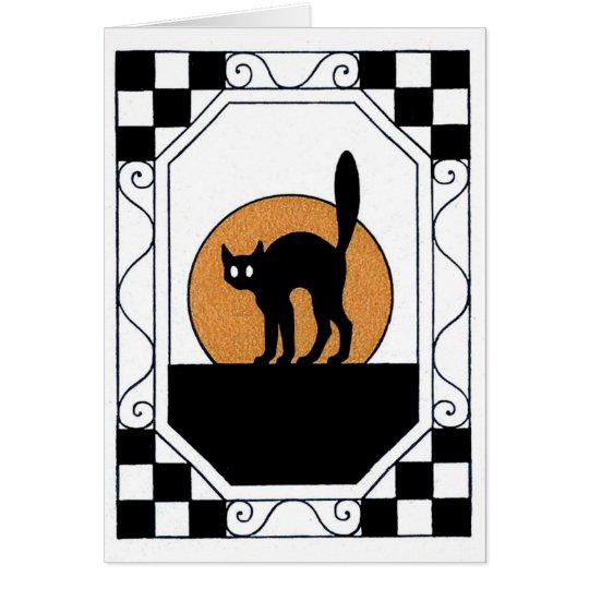 Vintage Halloween Cat Greeting Card
