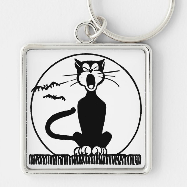 Vintage Halloween Cat Keychain (Front)
