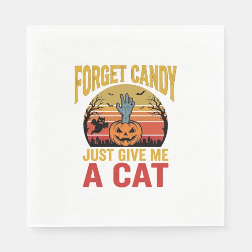 Vintage Halloween Cat Lover Funny Candy Shirt Desi Napkins