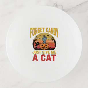 Vintage Halloween Cat Lover Funny Candy Shirt Desi Trinket Tray