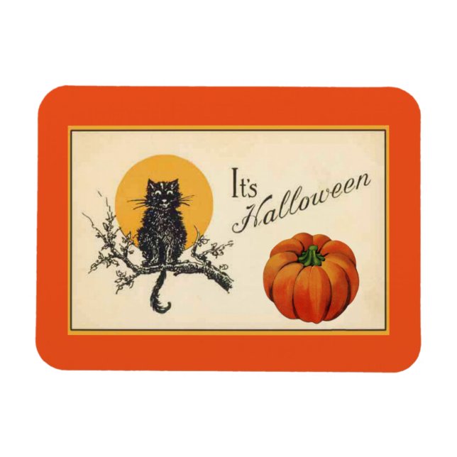 Vintage Halloween Cat Magnet (Horizontal)