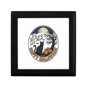 Vintage Halloween Cat Moonlit Ghost Badge_1 Gift Box