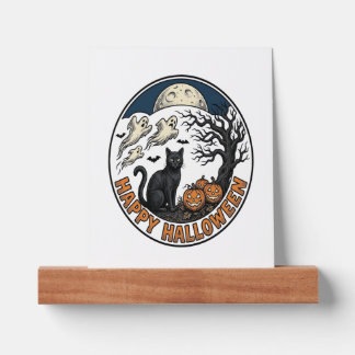 Vintage Halloween Cat Moonlit Ghost Badge_1 Picture Ledge