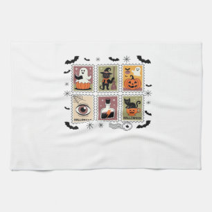Vintage Halloween Cat Postage Stamp Collection T-s Kitchen Towel