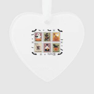 Vintage Halloween Cat Postage Stamp Collection T-s Ornament