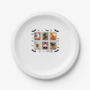 Vintage Halloween Cat Postage Stamp Collection T-s Paper Plates