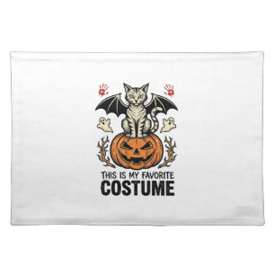Vintage Halloween Cat Pumpkin Costume Shirt Design Cloth Placemat