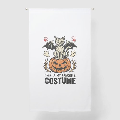 Vintage Halloween Cat Pumpkin Costume Shirt Design Sheer Curtains